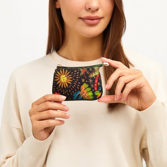 Printed Fabric Set–Trifold Wallet, Wristlet, Phone Wallet, Cosmetic& Coin Pouch - Picture 3 of 9